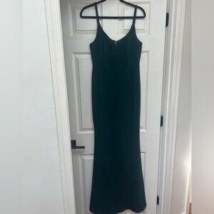 Floor length emerald green formal dress